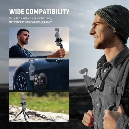 Vista 7 de NEEWER Pocket 3 Jaula, Plataforma de Grabación de Video para Cámara Gimbal de Aleación de Aluminio con Adaptador Incorporado de Accesorios de Cámara