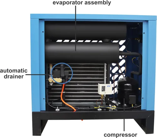 Vista 4 de TECHTONGDA Secador de aire refrigerado para sistemas de aire comprimido de compresor de aire con filtro 53 CFM 220V