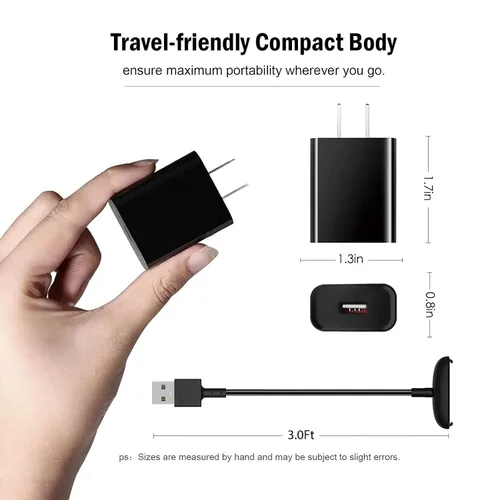 Vista 5 de Cargador de pared rápido para Fitbit Inspire 2, Cargador Fit bit Ace 3 para niños, Cable de carga USB de repuesto para Fitbit Inspire 2 HR