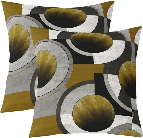 Vista 17 de Castle Fairy Juego de 2 fundas de almohada modernas con estampado de líneas geométricas de doble cara de 16 x 16 pulgadas, color gris, negro y rojo