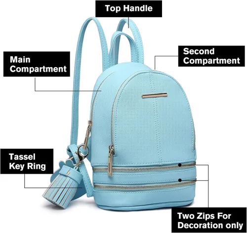 Vista 6 de Miss Lulu Casual Fashion Cute Saffiano Satchel Mochila para Niñas Mujeres