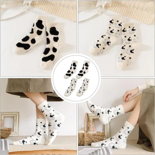 Vista 5 de 2 pares de calcetines de vaca zapatos de estampado de vacas calcetines calientes de vaca calcetines de estampado de vaca calcetines de mujer