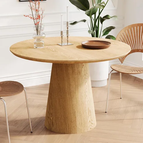 Vista 12 de WILLIAMSPACE Mesa de comedor redonda de madera de 33 pulgadas con mesa de piedra sinterizada A-33" Mesa Redonda Con Mesa Sinterizada