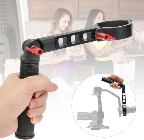 Vista 9 de Mango de metal - Montaje en el cuello - Soporte de brazo de extensión - Estabilizador de ángulo ajustable - Agarre de mango de cámara - para grúa 2S