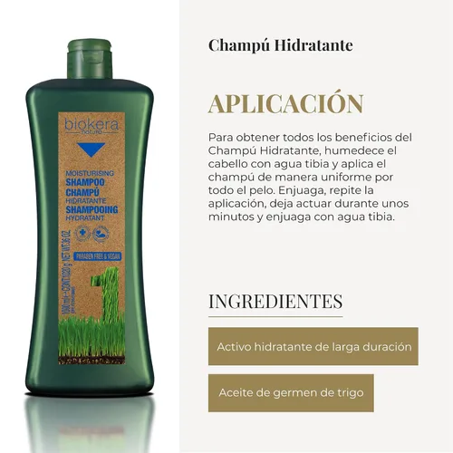 Vista 4 de Salerm Biokera Natura Champú Hidratante, 36 onzas / 33.8 fl oz
