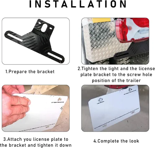 Vista 3 de Kewucn Soporte de luz de aluminio para matrícula de automóvil, soporte para placa de matrícula y montaje de luz, accesorios exteriores universales