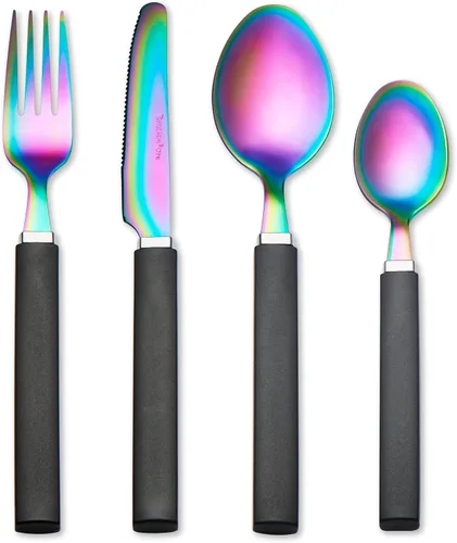 Vista 6 de Hampton Forge HMC01A656D Rainbow Titanium - Juego de cubiertos de 12 piezas - Multi