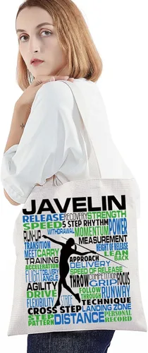 Vista 3 de BWWKTOP Javelin Throwers Tote Bag Javelin Lanzadores Regalos de Lanzamiento de Pista y Campo Regalos Javelin Atletas Bolso de hombro