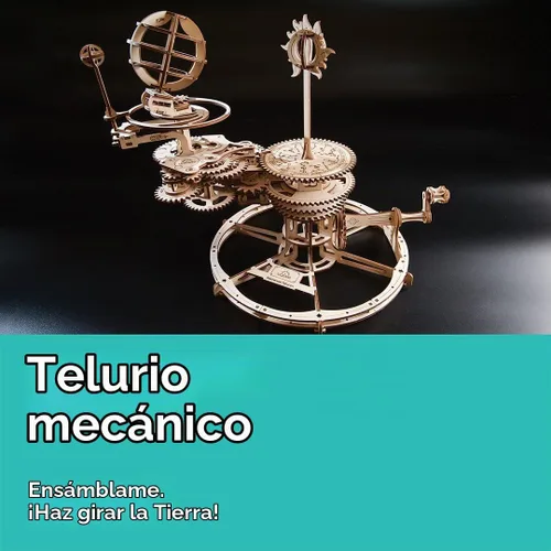 Vista 7 de UGEARS Rompecabezas mecánico Tellurion 3D - Rompecabezas de madera 3D para adultos, kit de maqueta del sistema solar, kits de modelo de madera