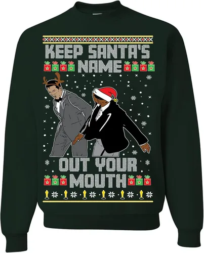 Vista 22 de wild custom apparel Suéter feo de Navidad a la moda más reciente de la colección 3 sudadera de cuello redondo Negro