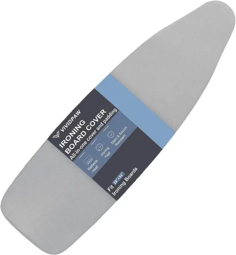 Vista 27 de VividPaw Funda y almohadilla para tabla de planchar, tamaño estándar 15"x54", acolchado grueso, borde elástico, revestimiento de silicona