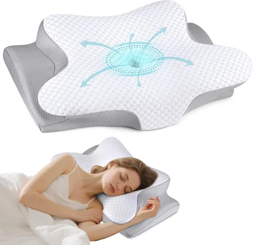 Vista 9 de Almohada cervical para el cuello – Almohada ergonómica para dormir de lado para aliviar el dolor, almohada cervical refrescante para dormir