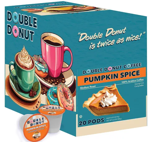 Vista 107 de Double Donut Coffee Cápsulas de Café Half Caff, Cápsulas de Café de Media Cafeína de Porción Individual para Cafeteras Keurig K Cup, Tostado Medio