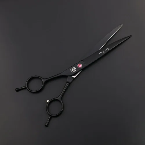 Vista 5 de Purple Dragon Tijera de corte de pelo para zurdos de 7.0 pulgadas, tijeras curvadas y adelgazantes con bolsa, para peluquería de mascotas o familia
