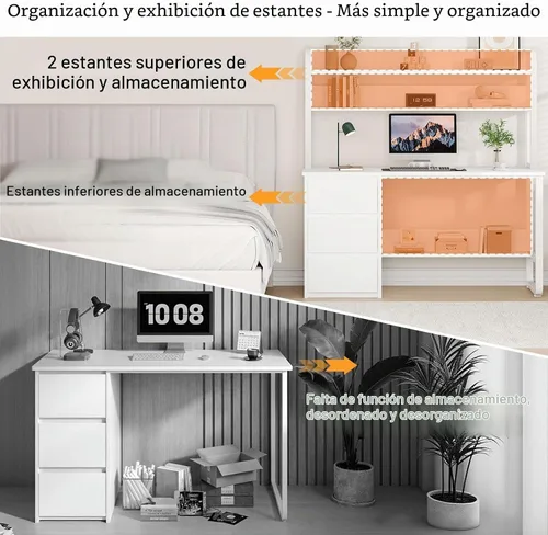 Vista 4 de MaverickFurni Escritorio blanco para computadora de 55 pulgadas