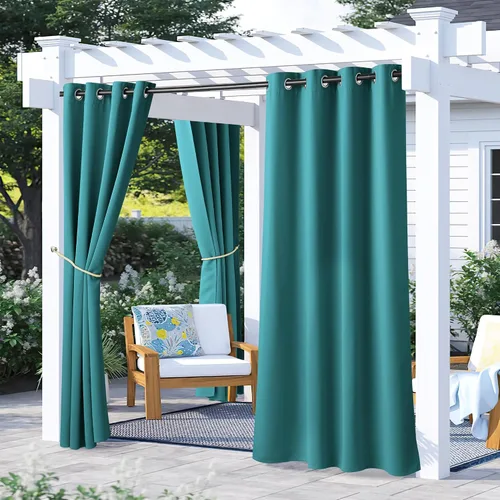 Vista 187 de NICETOWN Cortina para Exteriores para Patio Impermeable de 84 Pulgadas de Ancho, Aislamiento Térmico con Ojales Antioxidantes Bloqueo UV Cortina