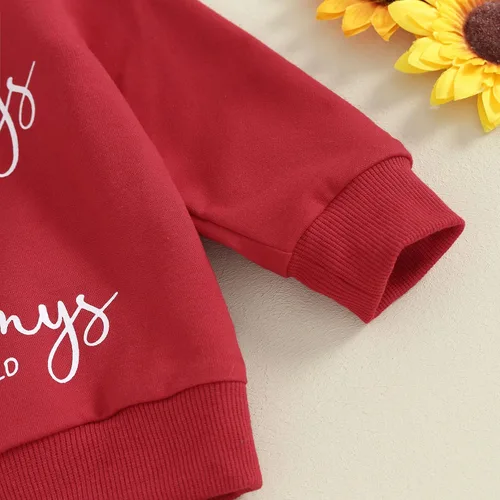 Vista 3 de Conjunto de ropa para el día de San Valentín, conjunto de sudadera y pantalones de manga larga para bebé