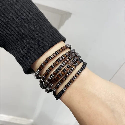 Vista 2 de Pulseras elásticas con código morse para mujeres y hombres, pulseras de seda con cuentas de código morse, ajustable, divertidas, inspiradoras