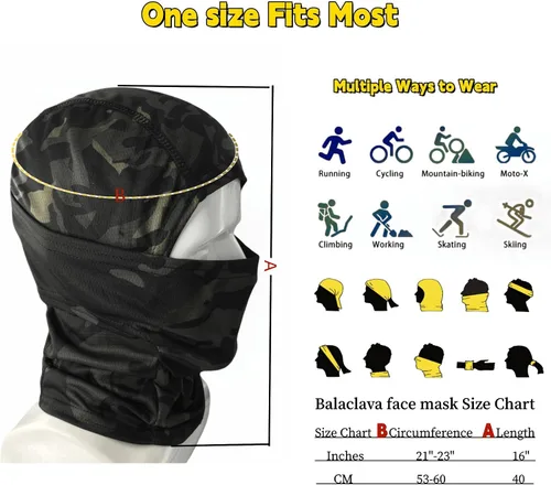 Vista 5 de XY3545HS Máscara facial de camuflaje pasamontañas de esquí para hombres y mujeres, caza, pesca, ciclismo, resistente al viento, protección UV