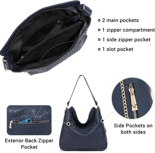Vista 5 de Large Hobo Purses and Handbags for Women Vegan Leather Shoulder Crossbody Bag with Wallet