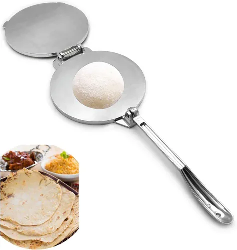 Vista 8 de Prensa de tortilla de aluminio 6" de ancho 10" Mango Maquina para hacer tortillas [P/N: US-ET-COOK005-16-SR] Plateado