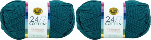 Vista 9 de Lion Brand Yarn - Hilo ligero 24/7 de algodón para tejer, hacer ganchillo y manualidades, Ámbar, paquete de 1 Light Worsted 100% Mercerized Cotton