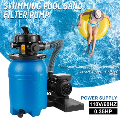 Vista 3 de Bomba de filtro de arena de 10 pulgadas, bomba de piscina de 1/3 HP, 2640 GPH de alto flujo, bomba de filtro de arena para piscina sobre el suelo