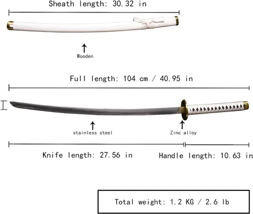 Vista 2 de Sword Fort - Espada de anime japonés katana hecha a mano, espada samurái, Roronoa Zoro, Kitetsu, Shusui, Wado Ichimonji
