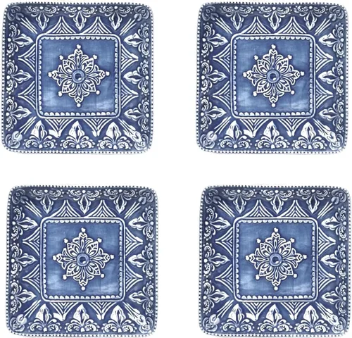 Vista 11 de Sungmor Vajilla de cerámica para cenas finas en relieve, estilo barroco antiguo, cuencos de porcelana con forma de flor de 15,2 cm (591 ml) de 6 4