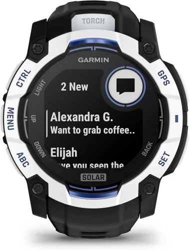Vista 33 de Garmin Instinct® 3 45mm, pantalla AMOLED, reloj inteligente GPS resistente para exteriores, bisel reforzado con metal, linterna incorporada, hasta