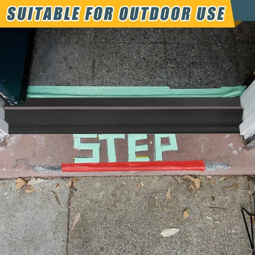 Vista 4 de Blulu 2 Pcs 72" Aluminum Exterior Door Threshold 5 5/8" Outdoor Swing Threshold Heavy Duty Adjustable Aluminum Door Sill Pan for Weatherproof & Easy