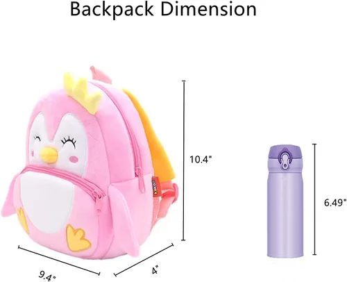 Vista 5 de NICE CHOICE Linda bolsa cruzada para niños pequeños de peluche con dibujos animados, mini bolsa de viaje para bebé niña niño de 2 a 6 años, Mochila