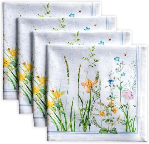 Vista 97 de Maison d' Hermine Juego de 4 servilletas de tela 100% algodón, suaves y duraderas, servilletas cuadradas reutilizables para uso diario, lavables