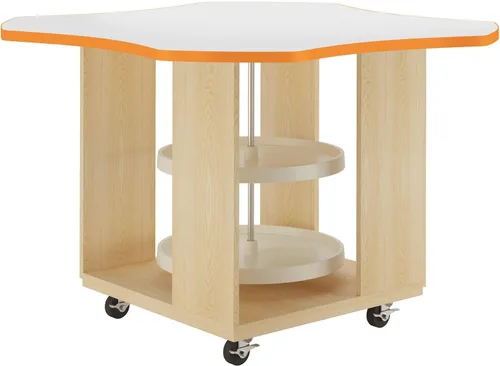 Vista 8 de Diversified Spaces Intermix - Estación de trabajo escolar de colaboración móvil, 48 x 48 x 30 pulgadas abierta con 2 tocadiscos Lazy Susan, parte