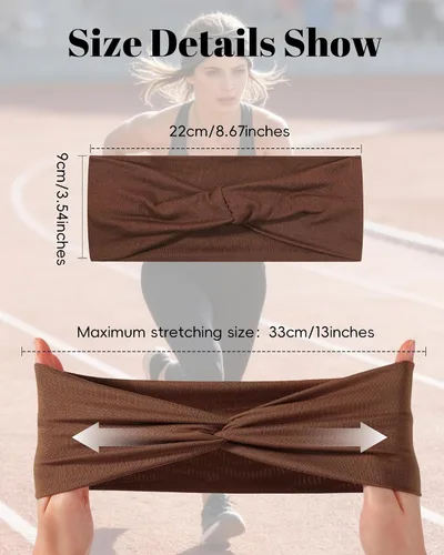 Vista 2 de jollybows 8 diademas elásticas para mujer, bandas elásticas para el cabello Color oscuro