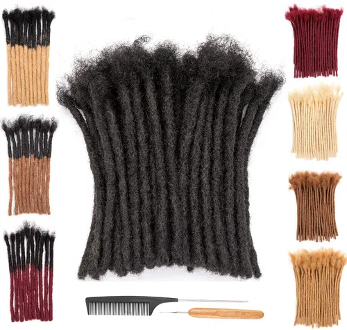 Vista 21 de DAIXI 0.2cm y 0.4cm y 0.6cm y 0.8cm de grosor 4-18 pulgadas 10 hebras extensiones de rastas de cabello humano 100% real para hombres/mujeres