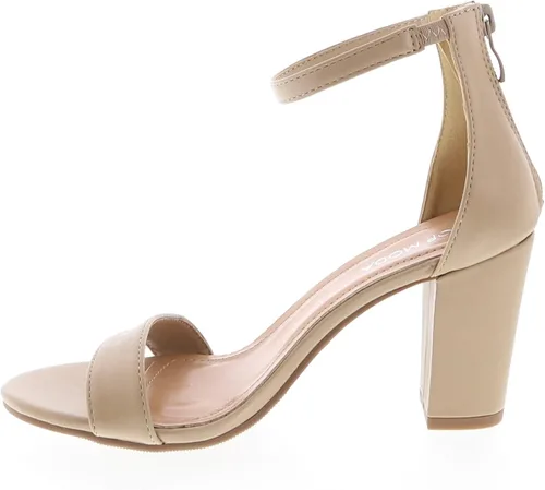 Vista 3 de TOP MODA Hannah-1 - Sandalias de tacón alto con tira en el tobillo elegantes, suela antideslizante, para boda, fiesta, baile de graduación Beige
