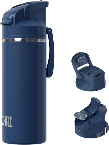Vista 30 de OISIZ Botella de agua aislada de 24 onzas con boquilla 2 en 1 y tapa de popote, cierre de seguridad de un clic, 100% a prueba de fugas, mantiene