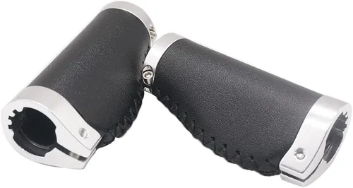 Vista 5 de Agarres de mango corto para bicicleta, antideslizantes, de cuero de microfibra de PVC, ergonómico, cosido a mano, estilo casual, retro, doble