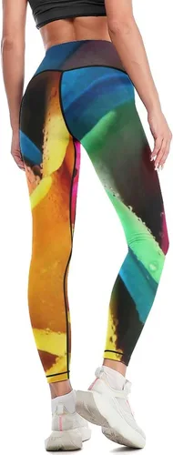 Vista 5 de Colorful Rainbow Nature Rose Workout Leggings for Women High Waisted Tummy Control Yoga Pants