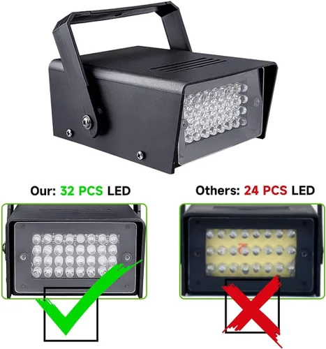 Vista 3 de 2 paquetes de 32 luces LED estroboscópicas para Halloween, fiesta y habitación, mini luz intermitente con múltiples modos