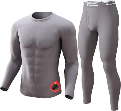 Vista 11 de Thermal Underwear Long Johns for Men Base Layer Cold Weather Set A-Negro