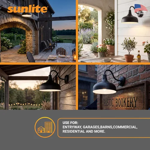 Vista 6 de Sunlite 81315-SU - Lámpara LED de cuello de cisne rústica, 30 vatios, 120 voltios, regulable, 700 lúmenes, vida útil de 50,000 horas, exterior
