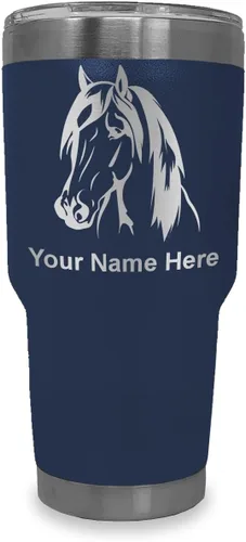 Vista 32 de LaserGram Vaso aislado al vacío de 20 onzas, cabeza de caballo 1, grabado personalizado incluido (negro)