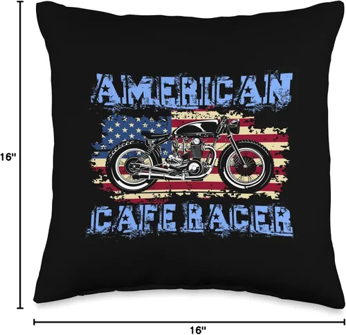 Vista 4 de American Cafe Racer Motorcycle Apparel and Merch American Cafe Racer Biker - Cojín para hombre, mujer, adulto, adolescentes, niños y niñas, 16 x 16