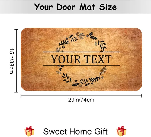Vista 2 de Livole Tapete personalizado para puerta delantera, tapete de bienvenida personalizado con nombre de la familia, para interiores y exteriores