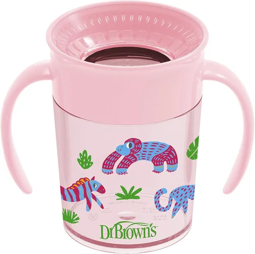 Vista 27 de Dr. Brown's Milestones Cheers 360 - Vaso de transición sin boquilla, apto para viajes y sin fugas, para bebés y niños pequeños, animales azul/verde
