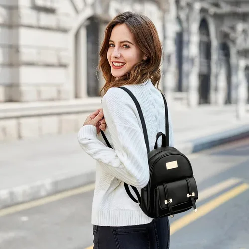 Vista 6 de KKXIU Mochila pequeña para mujer, bolso convertible de cuero para mujer, Mochilas Daypack