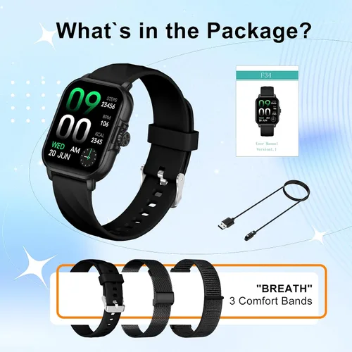 Vista 8 de WSQ Relojes inteligentes para hombres y mujeres, reloj deportivo con pantalla HD 2.04, reloj deportivo con voz AI ChatGpt 3 bandas, contador