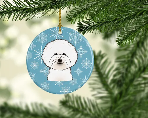 Vista 2 de Caroline's Treasures Adorno de cerámica con diseño de copo de nieve para colgar en el árbol de Navidad, para el hogar, Navidad, fiestas, regalo, 3